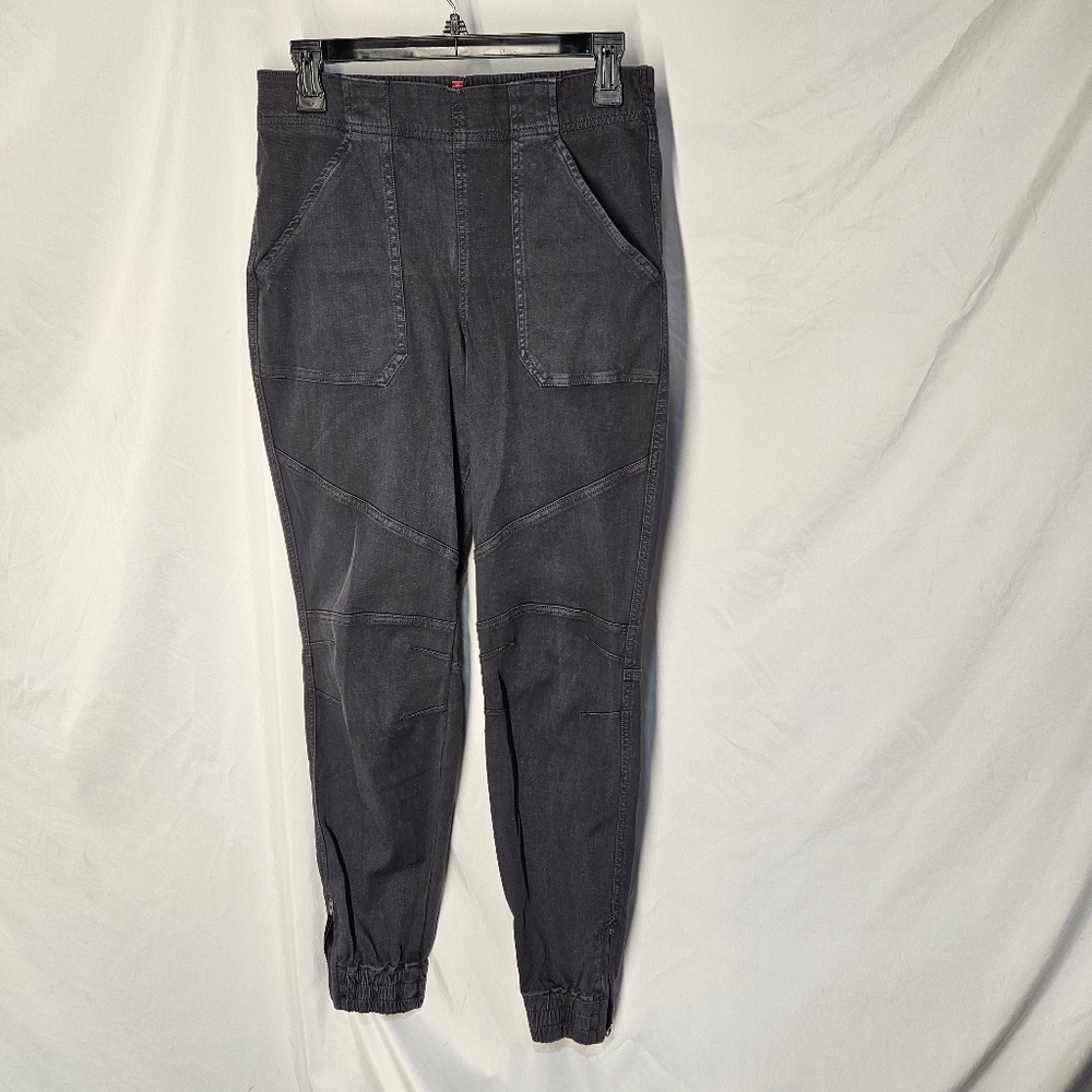 SPANX Stretch Twill Cargo Jogger Pants Washed Black Gray Medium